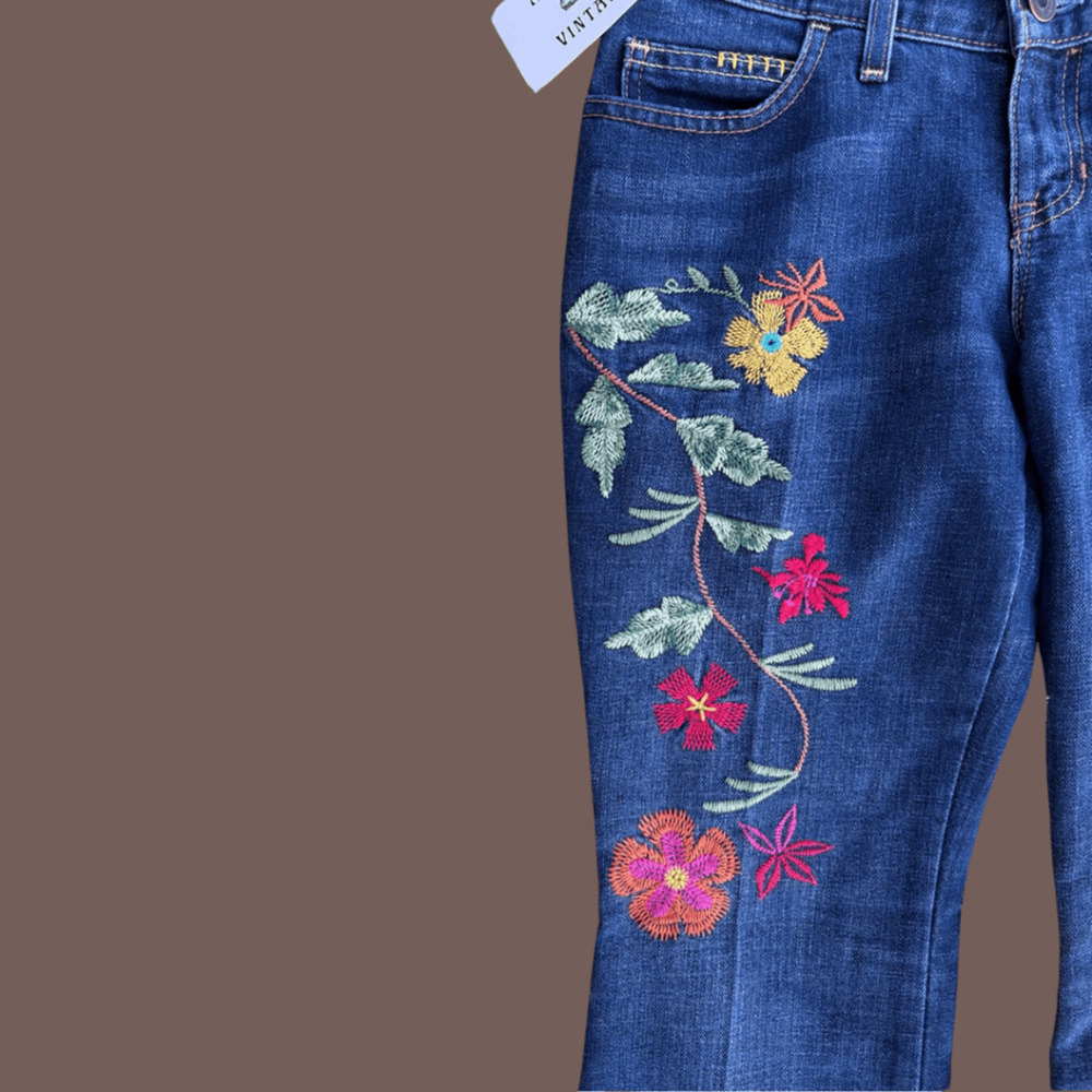 GAP Floral Embroidered Flare Jeans | Size 6 | Y2K Vintage - Picture 6 of 8